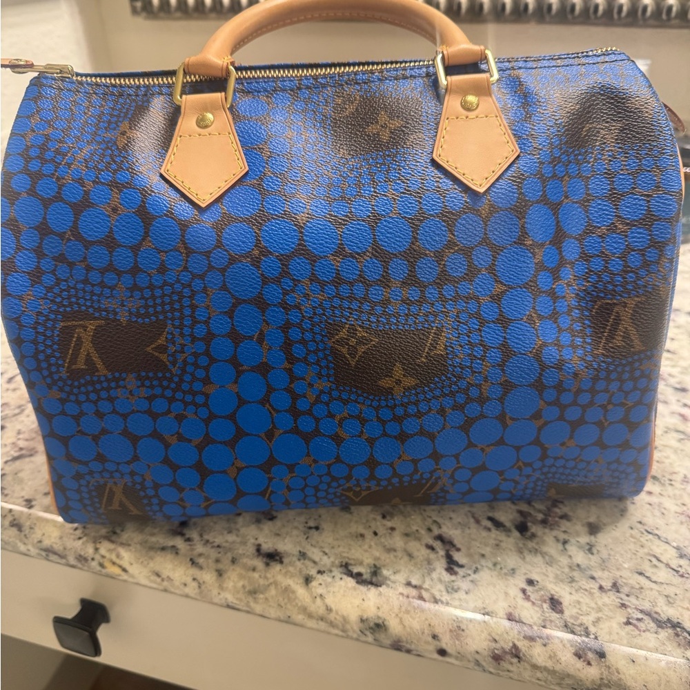 Elegant Blue and Brown Satchel